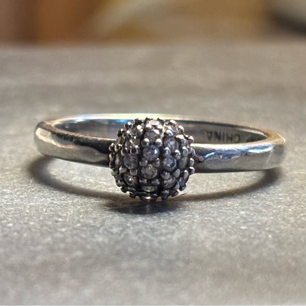 Retired Silpada Sterling Silver Pave Ball Ring